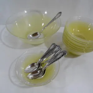 Service à salade de fruits, glace ou crème "Jaune"
