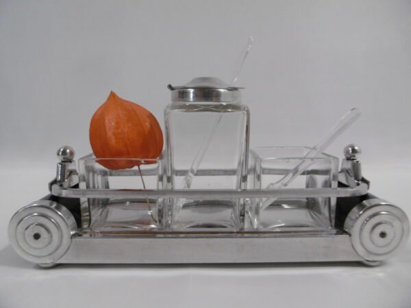 Serviteur plateau miroir à condiments "Art déco"