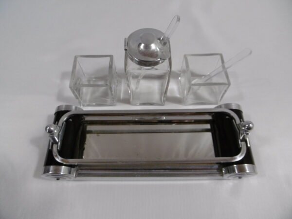 Serviteur plateau miroir à condiments "Art déco" – Image 2