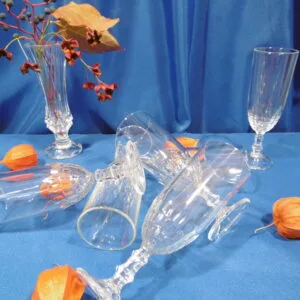 Verres, flûtes à champagne "Damiers"
