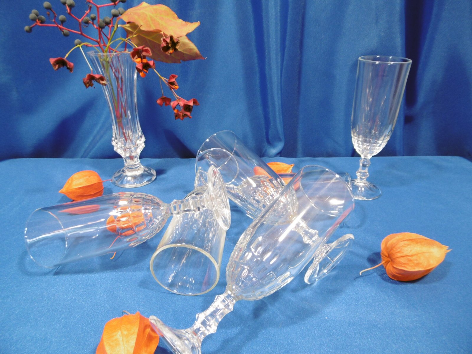 Verres, flûtes à champagne "Damiers"