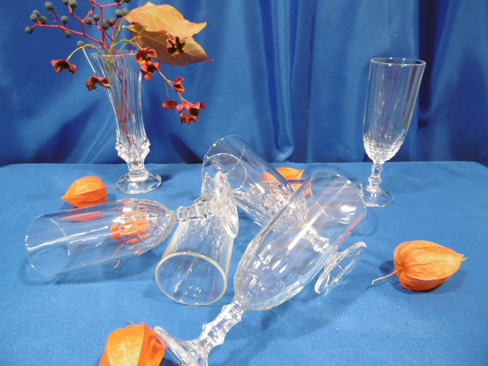 Verres, flûtes à champagne "Damiers"